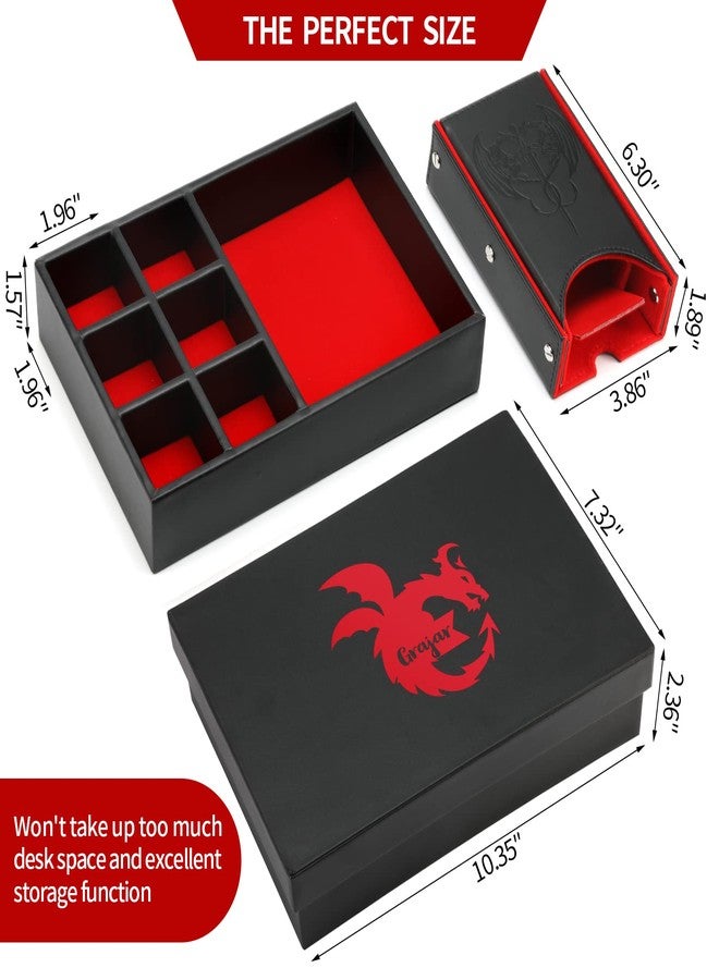 Grajar DND Dice Tray and Tower: Portable Dice Storage with Lid for Dungeons and Dragons, D&D, RPG, MTG & Table Games (Red) - Image 4